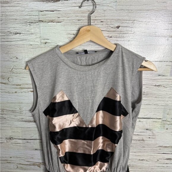 Anthropologie English Factory Black and Cream Sleeveless dress striped size smal - Picture 2 of 7